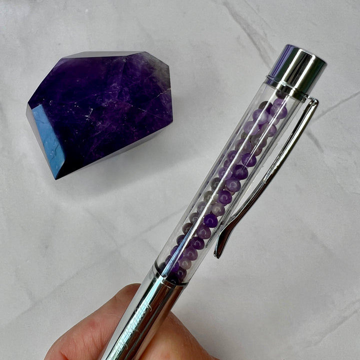 Silver Amethyst Crystal Pen