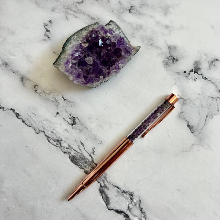 Rose Gold Amethyst Crystal Pen