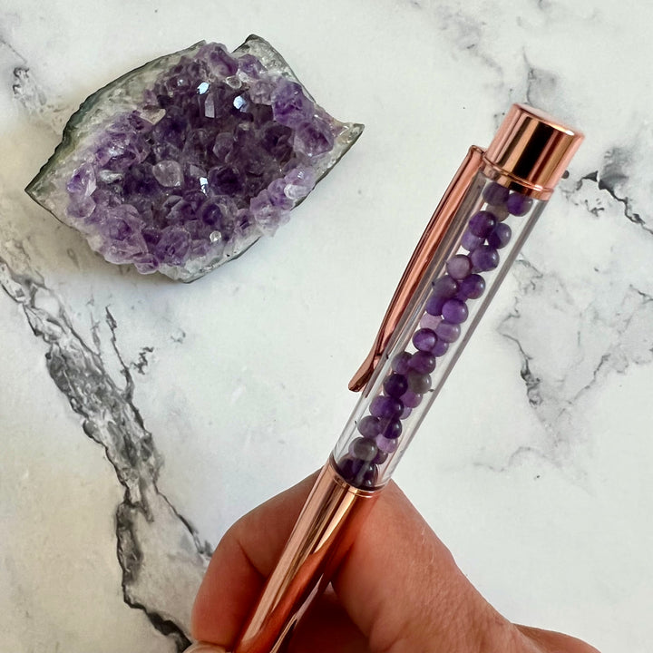 Rose Gold Amethyst Crystal Pen