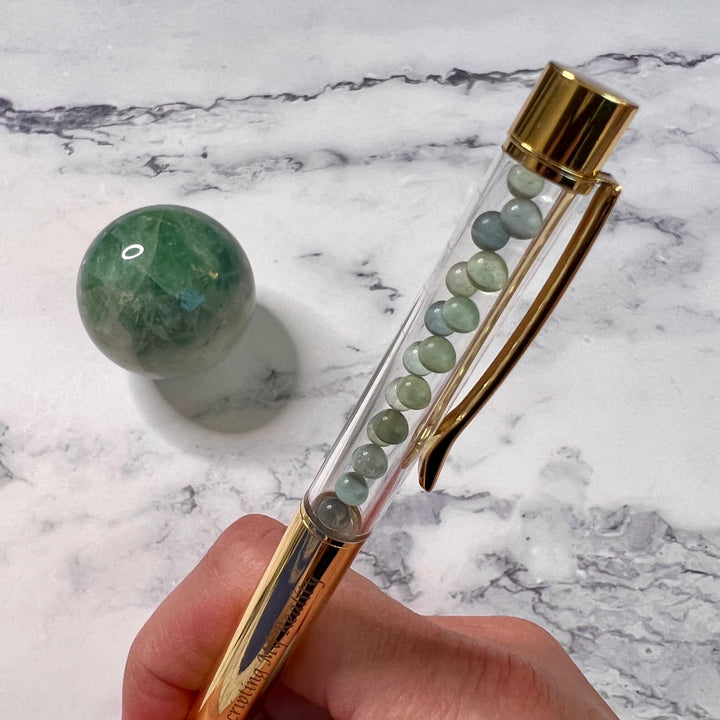 Gold Green Aventurine Crystal Pen