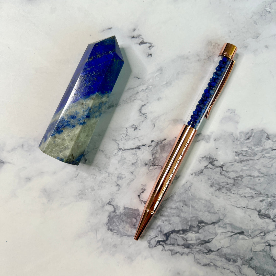 Rose Gold Lapis Lazuli Crystal Pen