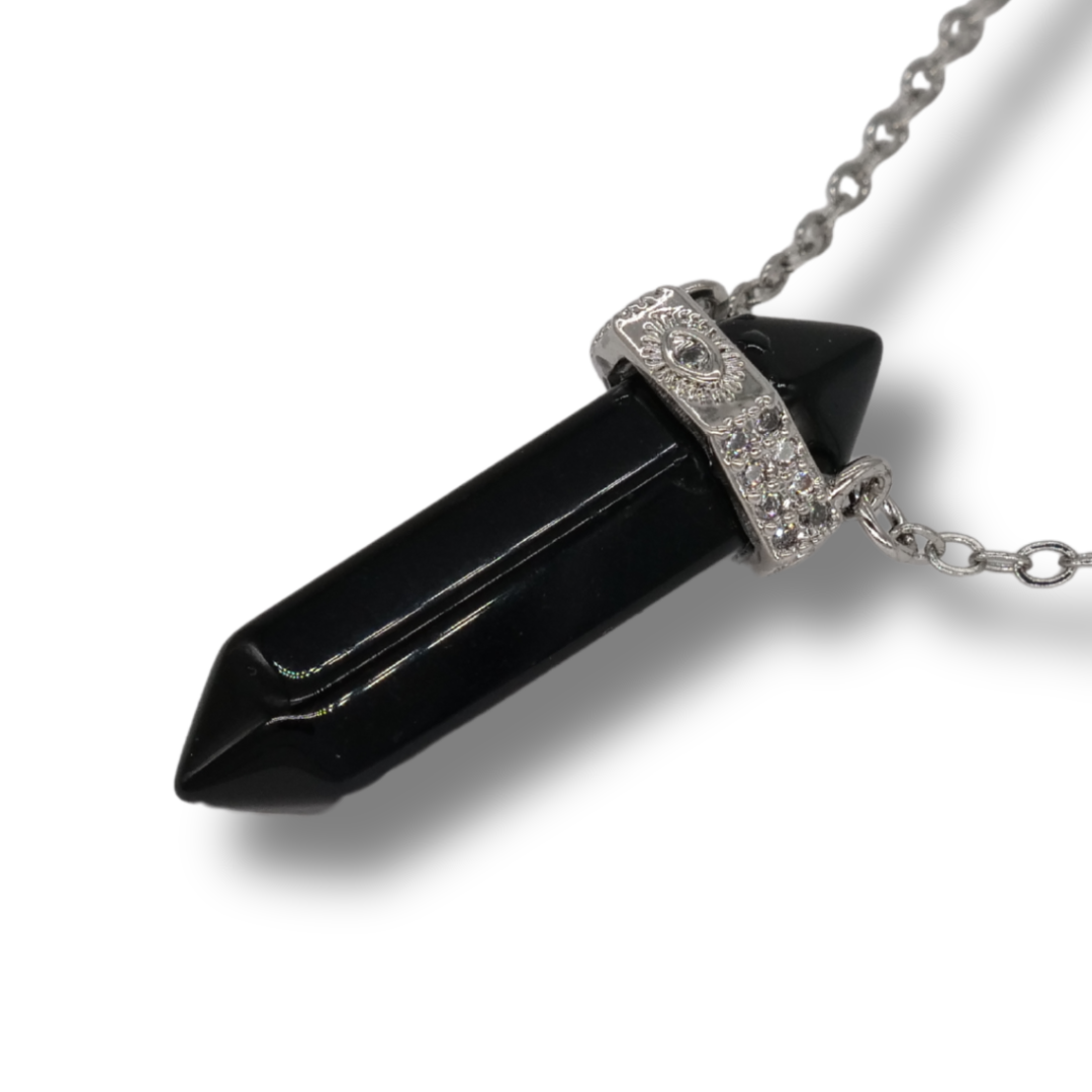 🛡️ Onyx Protection Pendant on Silver Necklace