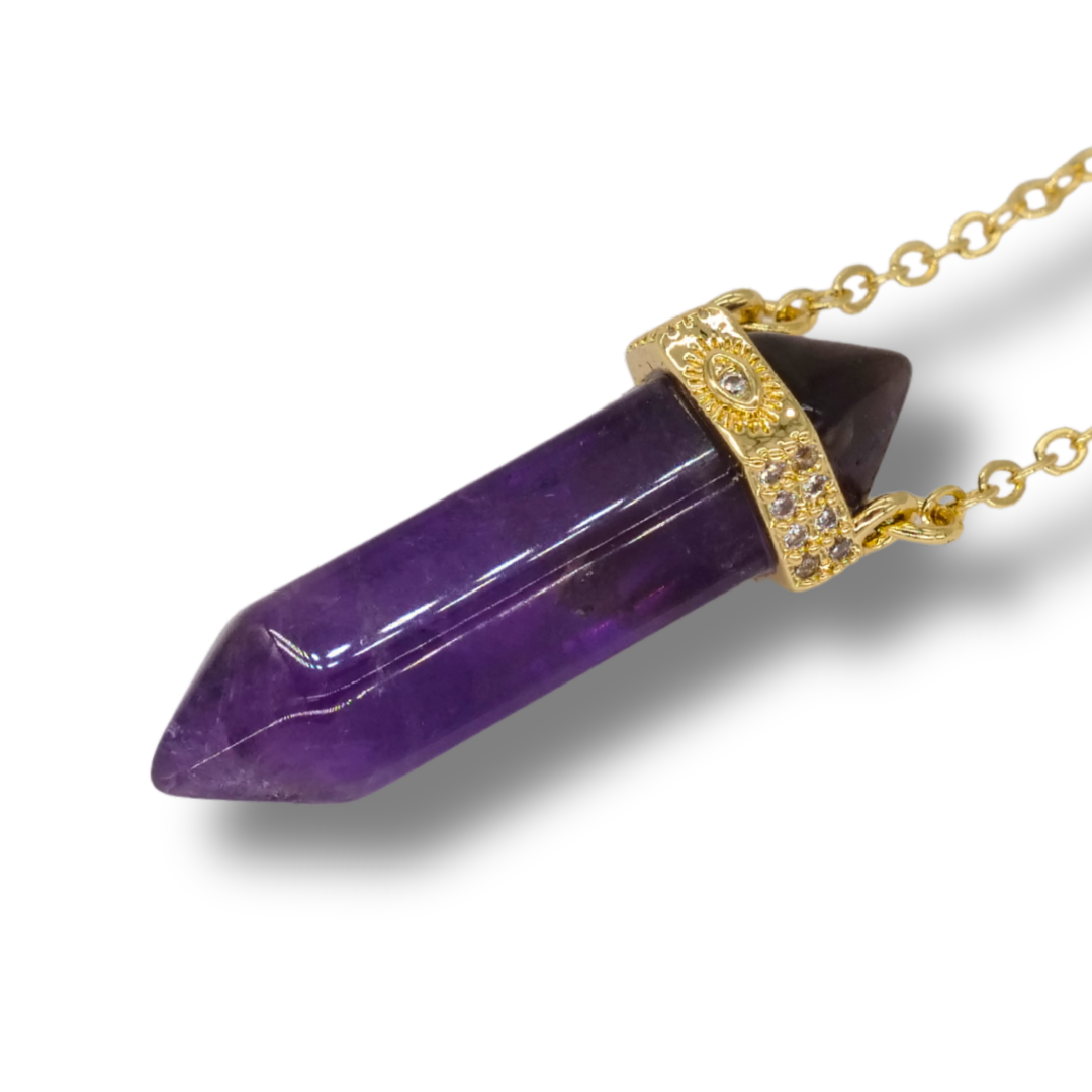 🔮 Amethyst Intuition Pendant on Gold Necklace