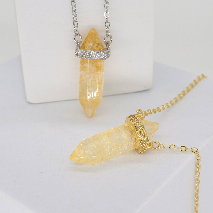 💰 Citrine Abundance Pendant on Silver Necklace