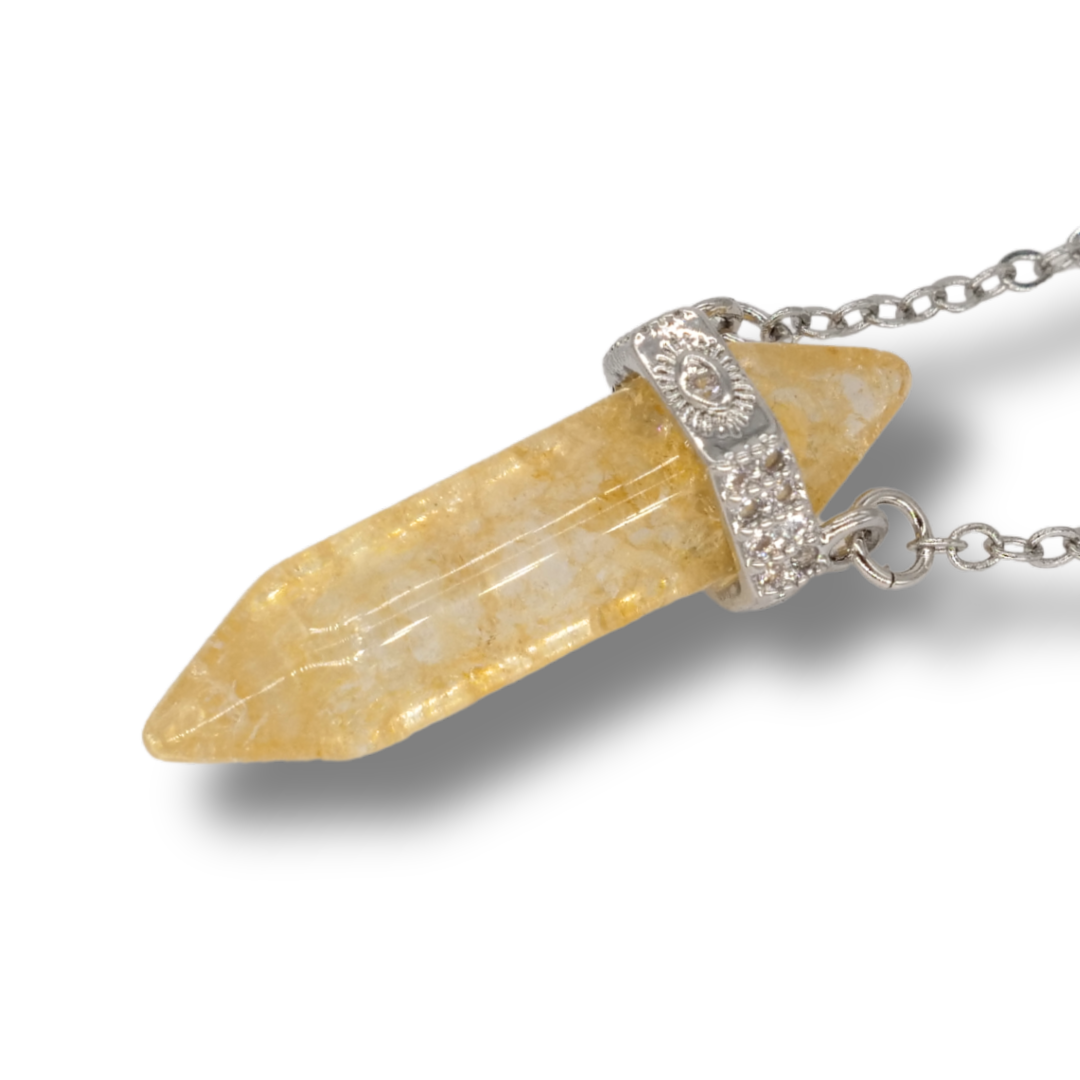 💰 Citrine Abundance Pendant on Silver Necklace