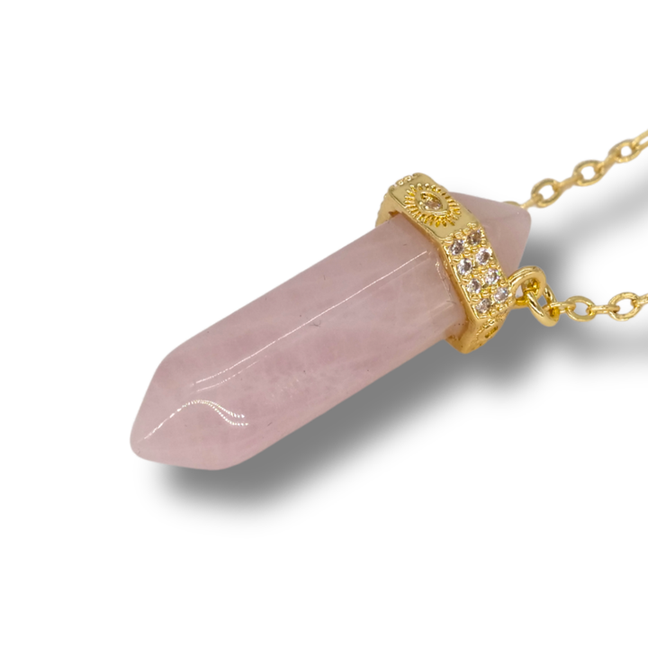 ❤️  Rose Quartz Love Pendant on Gold Necklace