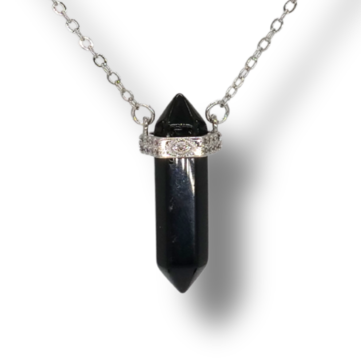 🛡️ Onyx Protection Pendant on Silver Necklace