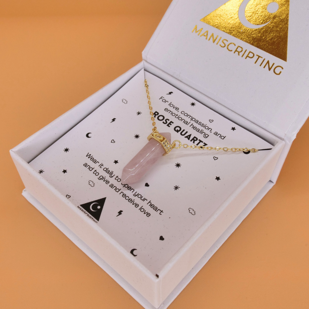 ❤️  Rose Quartz Love Pendant on Gold Necklace