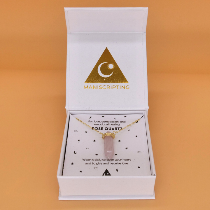 ❤️  Rose Quartz Love Pendant on Gold Necklace