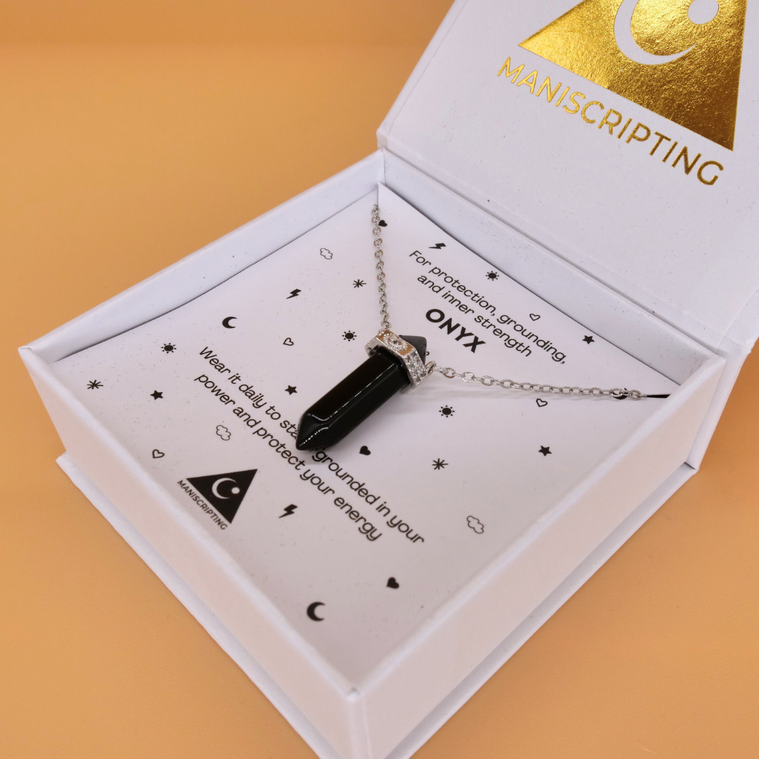 🛡️ Onyx Protection Pendant on Silver Necklace
