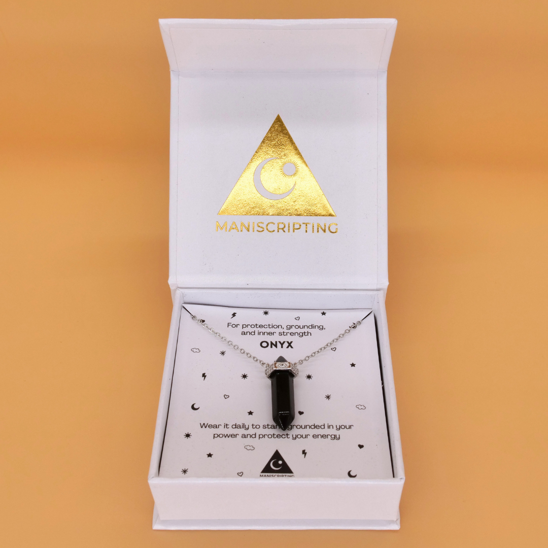 🛡️ Onyx Protection Pendant on Silver Necklace