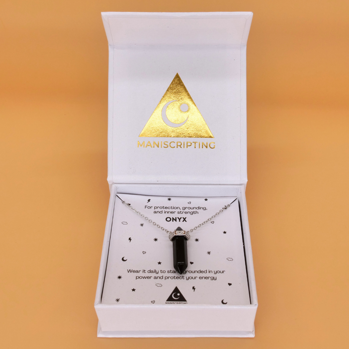 🛡️ Onyx Protection Pendant on Silver Necklace