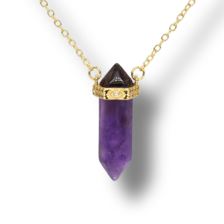 🔮 Amethyst Intuition Pendant on Gold Necklace