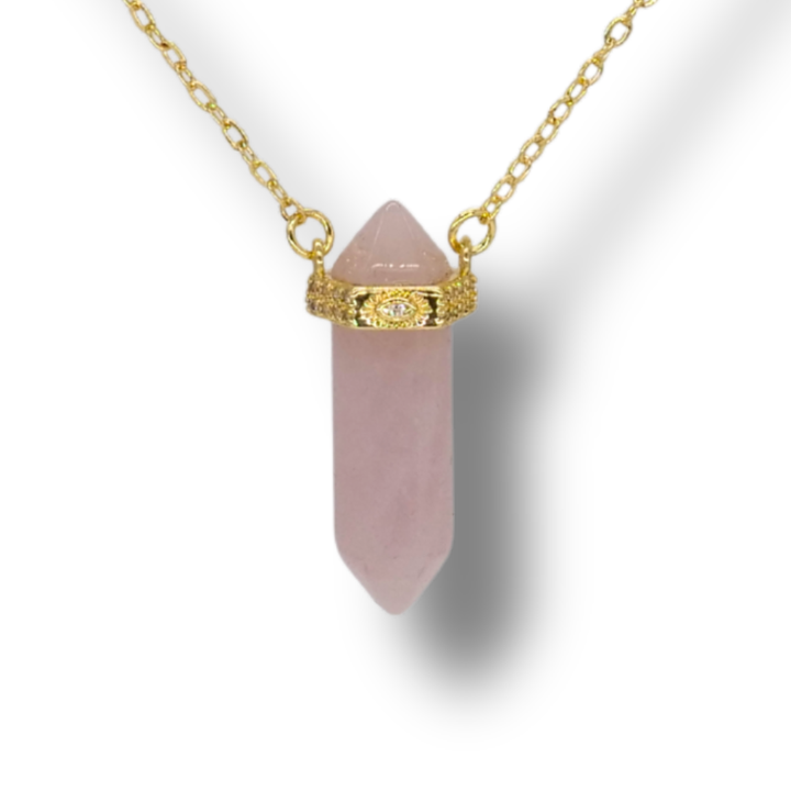 ❤️  Rose Quartz Love Pendant on Gold Necklace