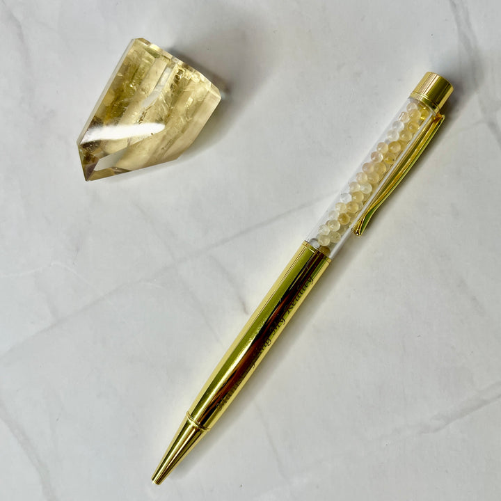 Gold Citrine Crystal Pen