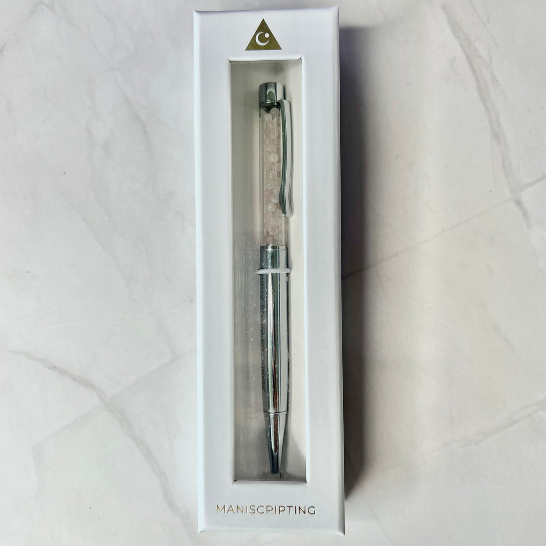 Silver Rose Quartz Crystal Pen