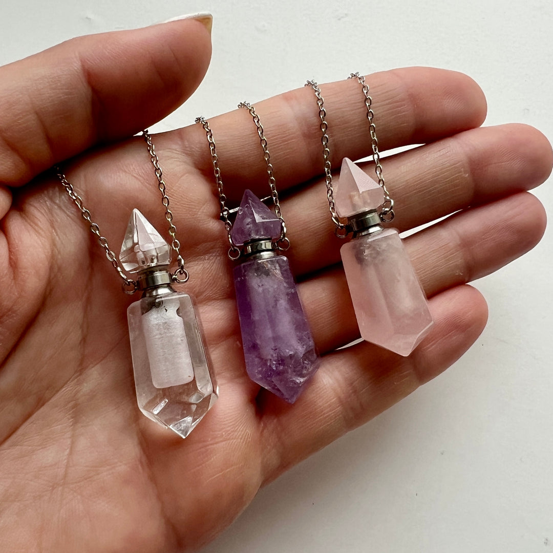 Crystal Vial Necklace (Holds Your Own Essential Oil & Ash)