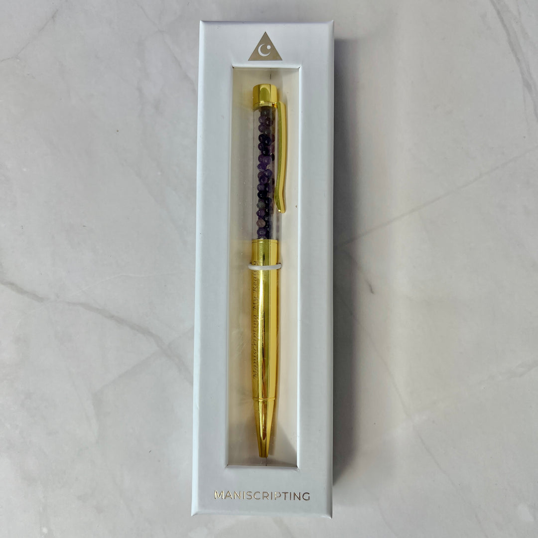Gold Amethyst Crystal Pen