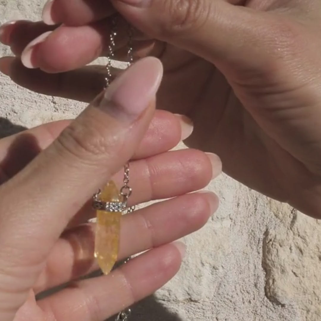 💰 Citrine Abundance Pendant on Silver Necklace