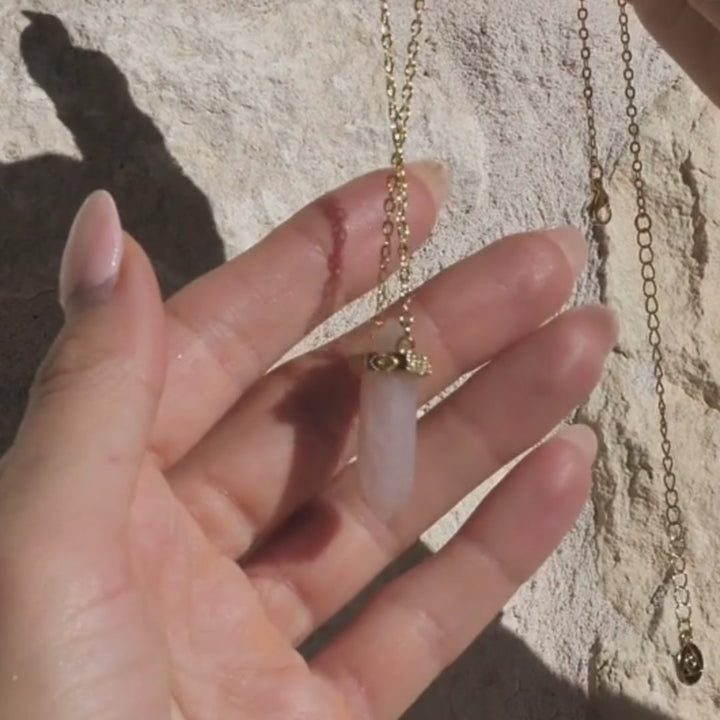 ❤️  Rose Quartz Love Pendant on Gold Necklace