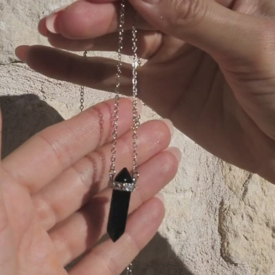 🛡️ Onyx Protection Pendant on Silver Necklace