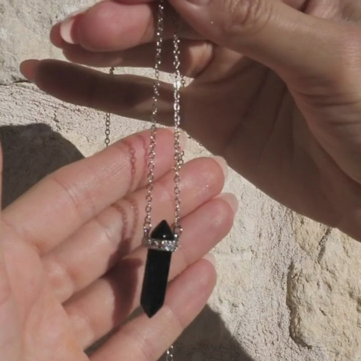 🛡️ Onyx Protection Pendant on Silver Necklace