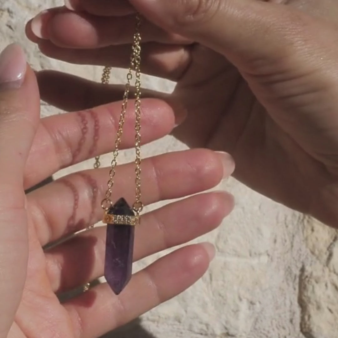 🔮 Amethyst Intuition Pendant on Gold Necklace