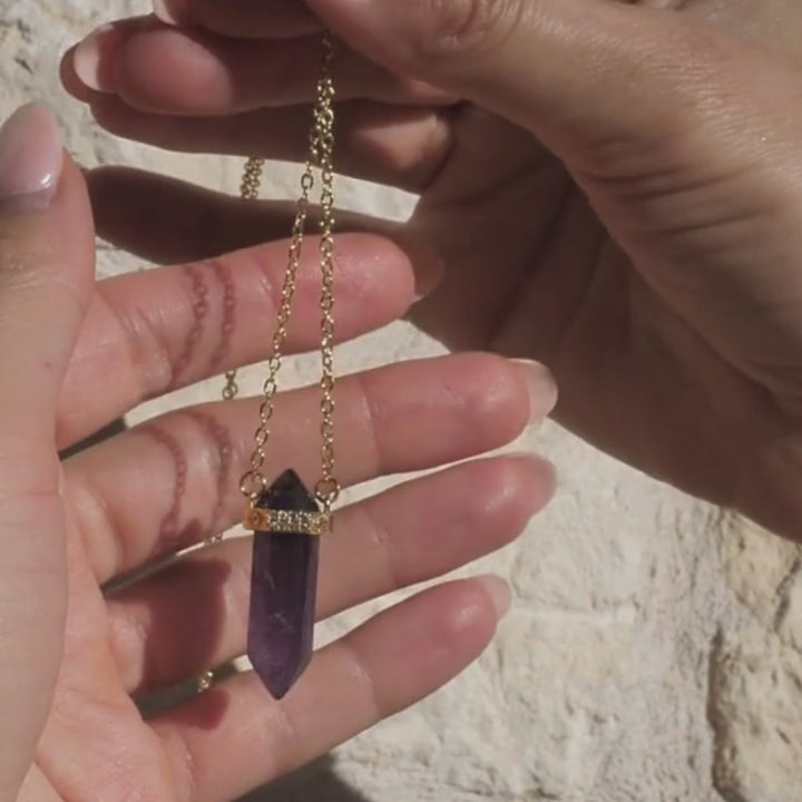 🔮 Amethyst Intuition Pendant on Gold Necklace