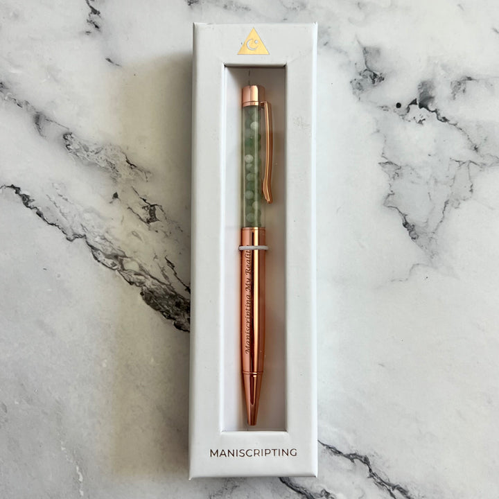 Rose Gold Green Aventurine Crystal Pen