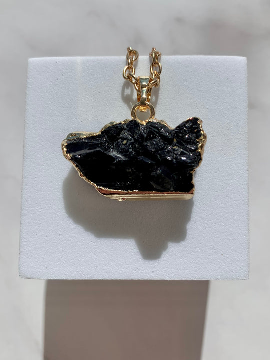 Black Tourmaline Gold Necklace