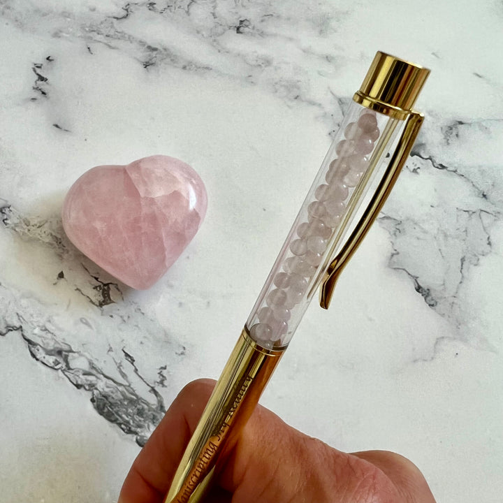 Gold Rose Quartz Crystal Pen