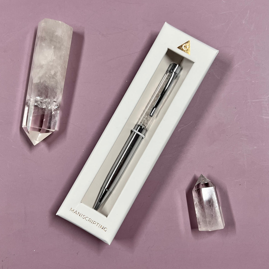 Silver Clear Quartz Crystal Pen