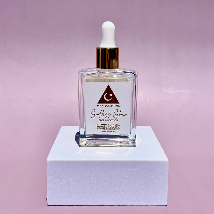 Goddess Glow Rose Oil with Rose Quartz Crystals
