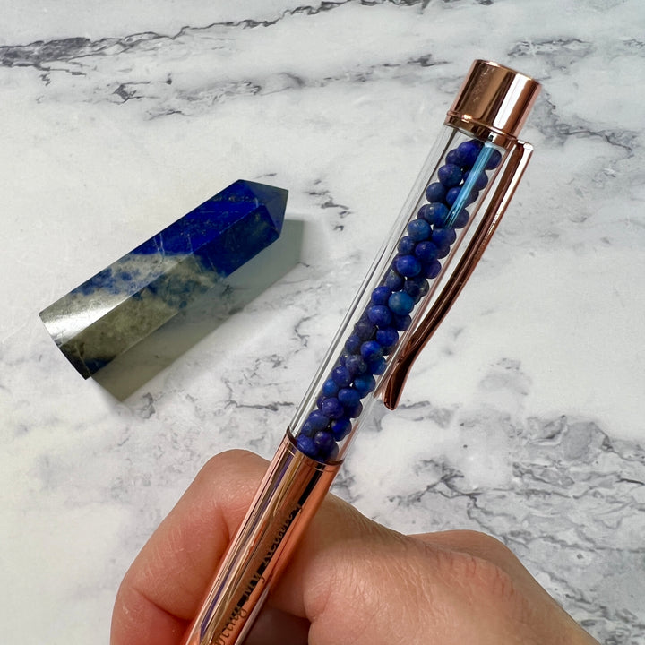 Rose Gold Lapis Lazuli Crystal Pen
