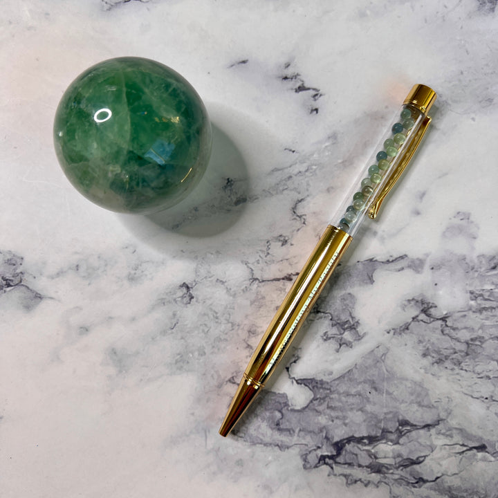 Gold Green Aventurine Crystal Pen
