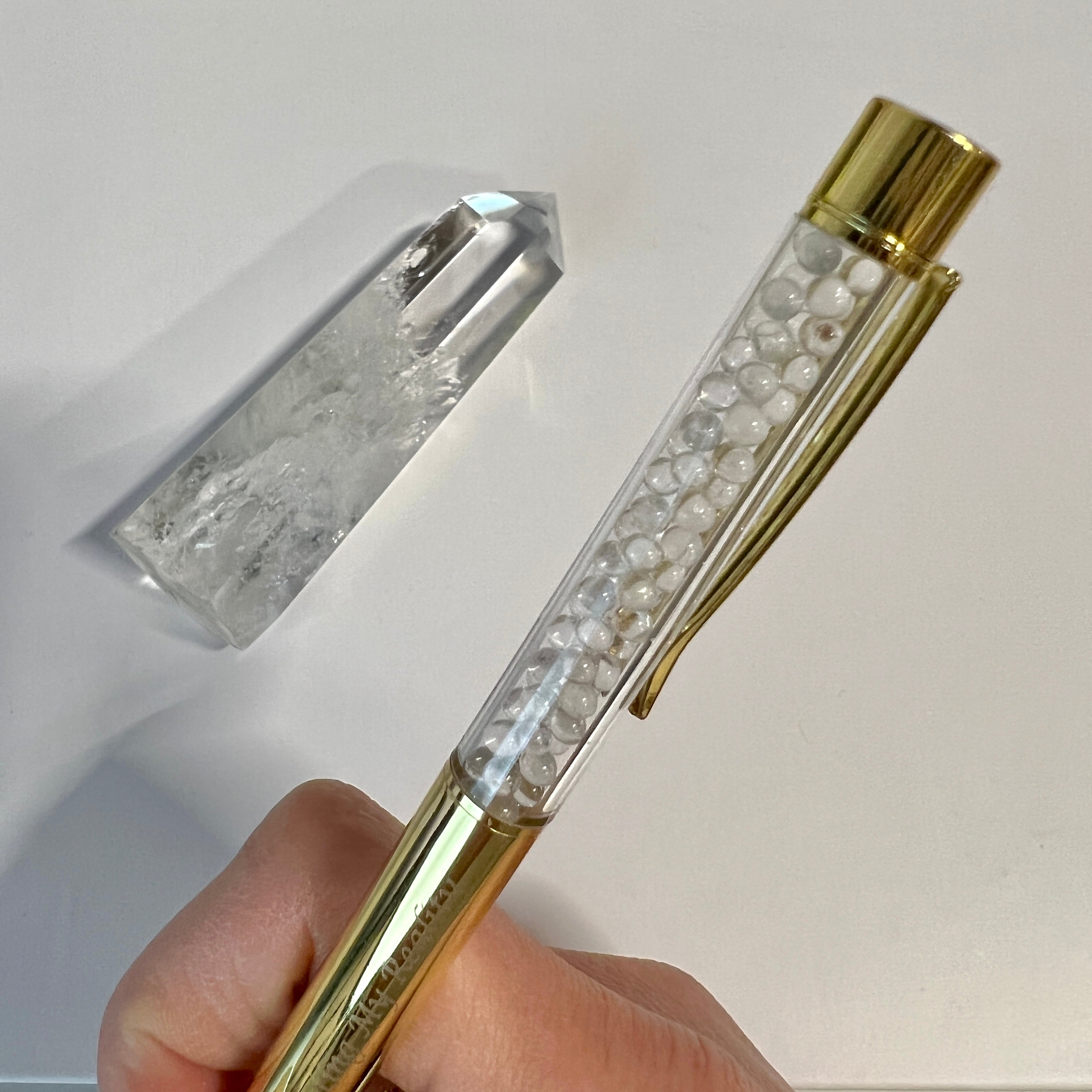 Gold Clear Quartz Crystal Pen