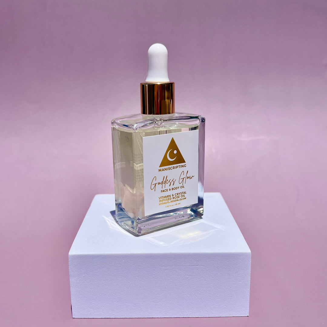 Goddess Glow Rose Oil with Rose Quartz Crystals