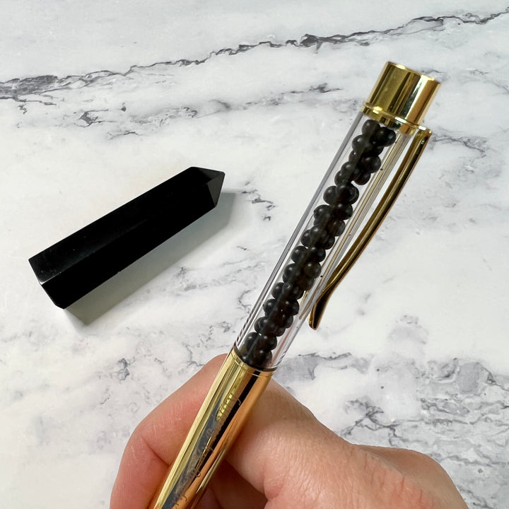Gold Obsidian Crystal Pen